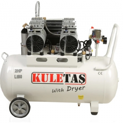 Silent Oil-Free Air Compressor With 80 Lt Dryer